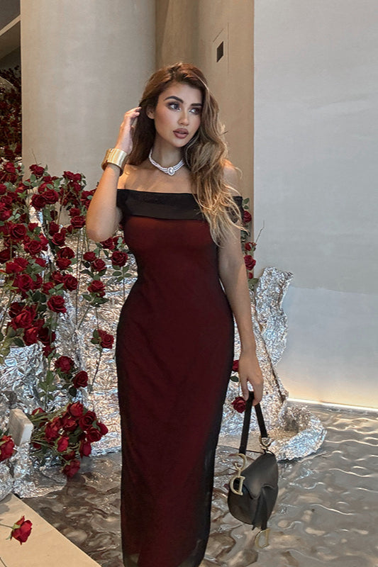 Off-Shoulder Mesh Colorblock Bodycon Party Dress image 2