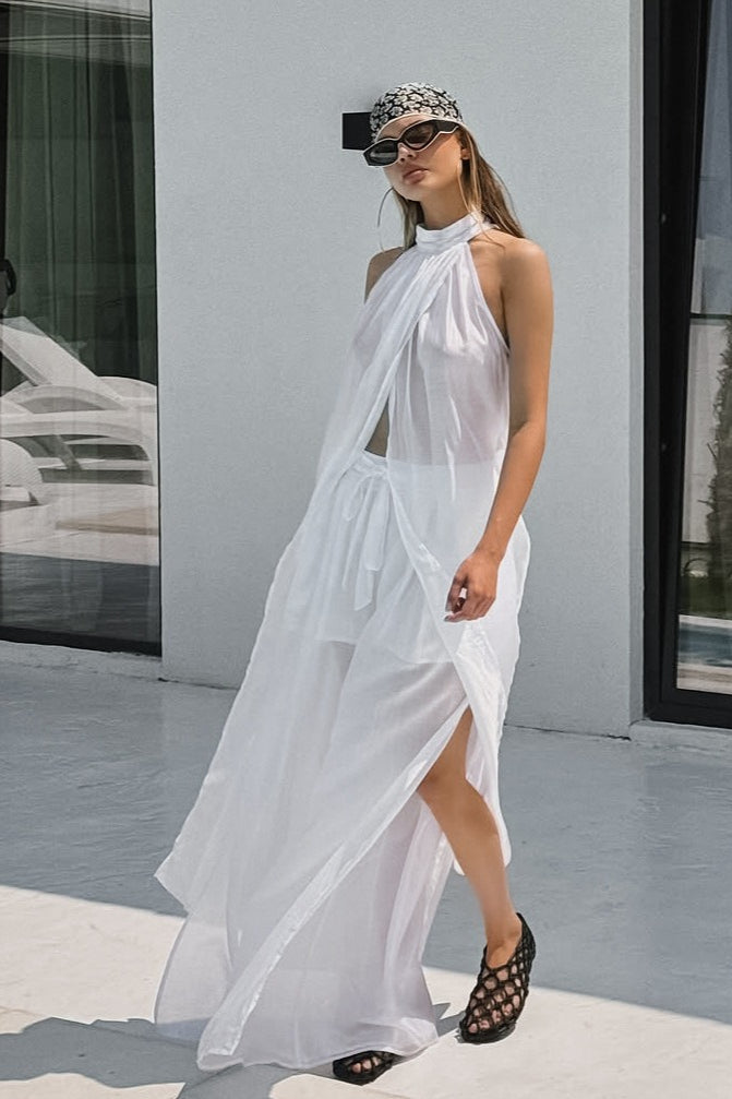 Casual Flowy Tencel Sleeveless Halter Two Piece Set image 6