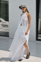 Casual Flowy Tencel Sleeveless Halter Two Piece Set image 6