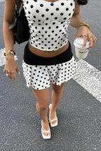 Halter Polka Dot Crop Skirt Two Pieces Set image 1