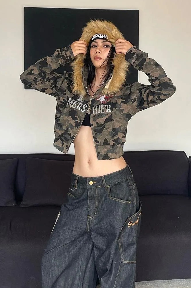 Camo Embroidered Zip Hoodie image 4