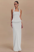 Solid Halter Backless Maxi Formal Dress image 4