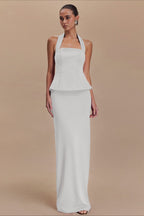 Solid Halter Backless Maxi Formal Dress image 4