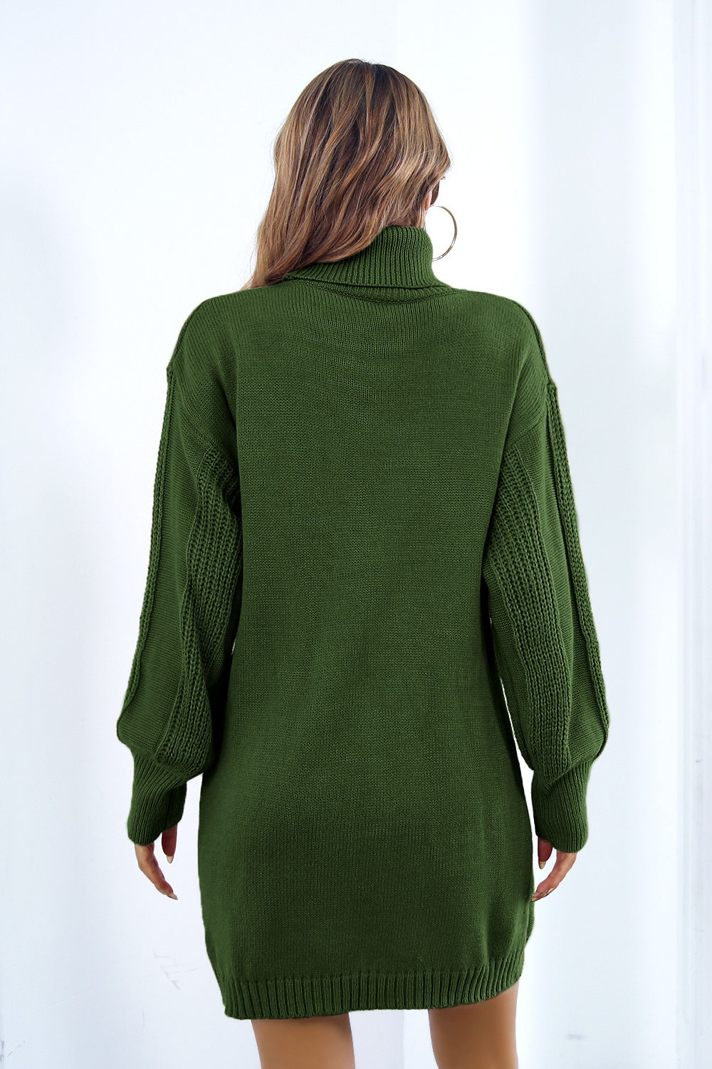 Cable Knit Turtleneck Sweater Dress image 14