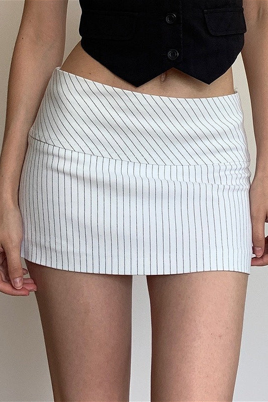 Low Waist Striped Zip Bodycon Mini Skirt image 1