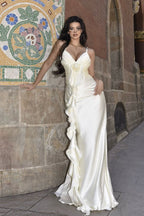 Sexy Halter V Neck Backless Sash Maxi Dress image 2
