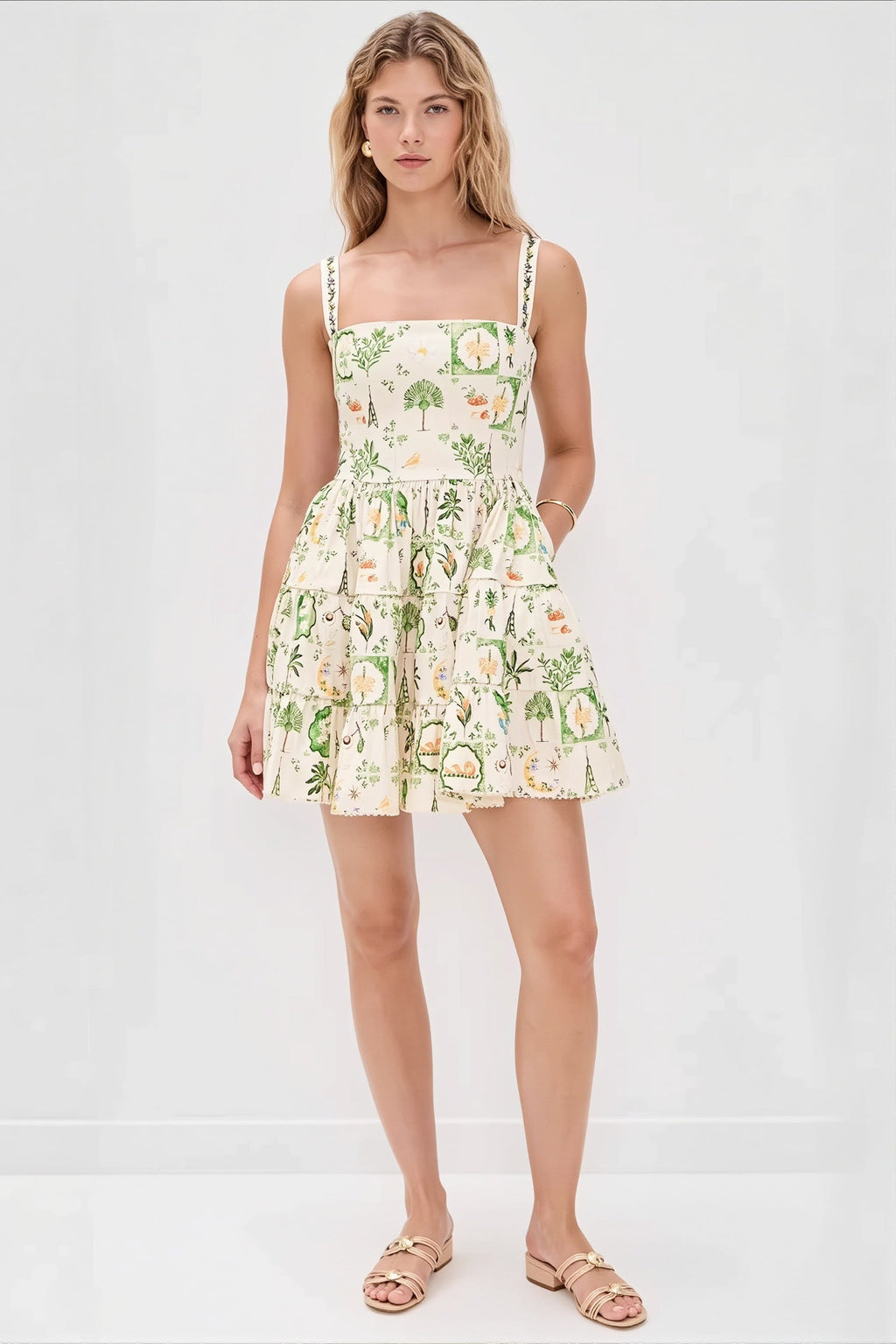 Cami Plant Print Mini Boho Dress image 4