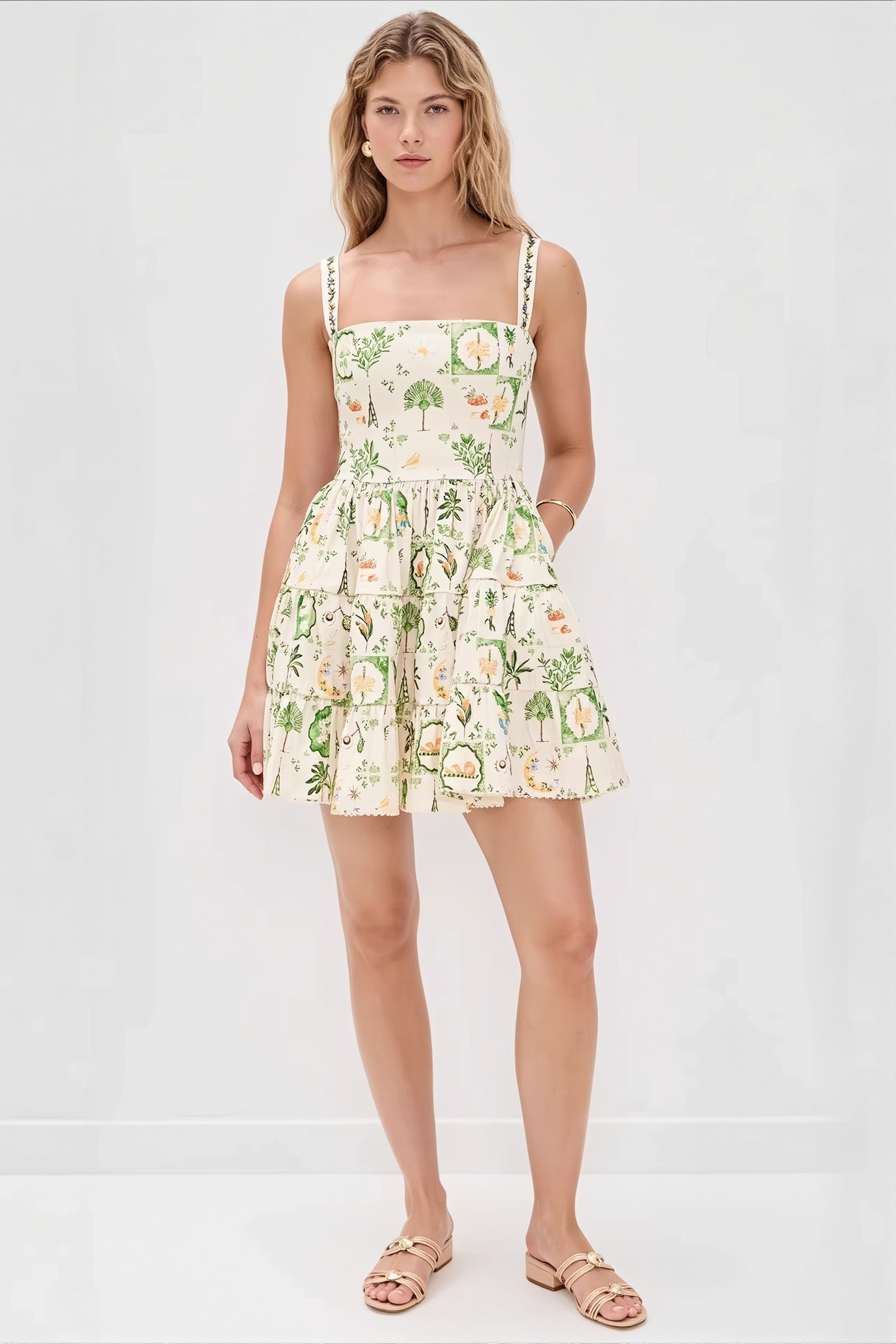 Cami Plant Print Mini Boho Dress image 4