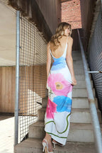 U-Neck Backless Floral Print A-Line Maxi Dress image 3