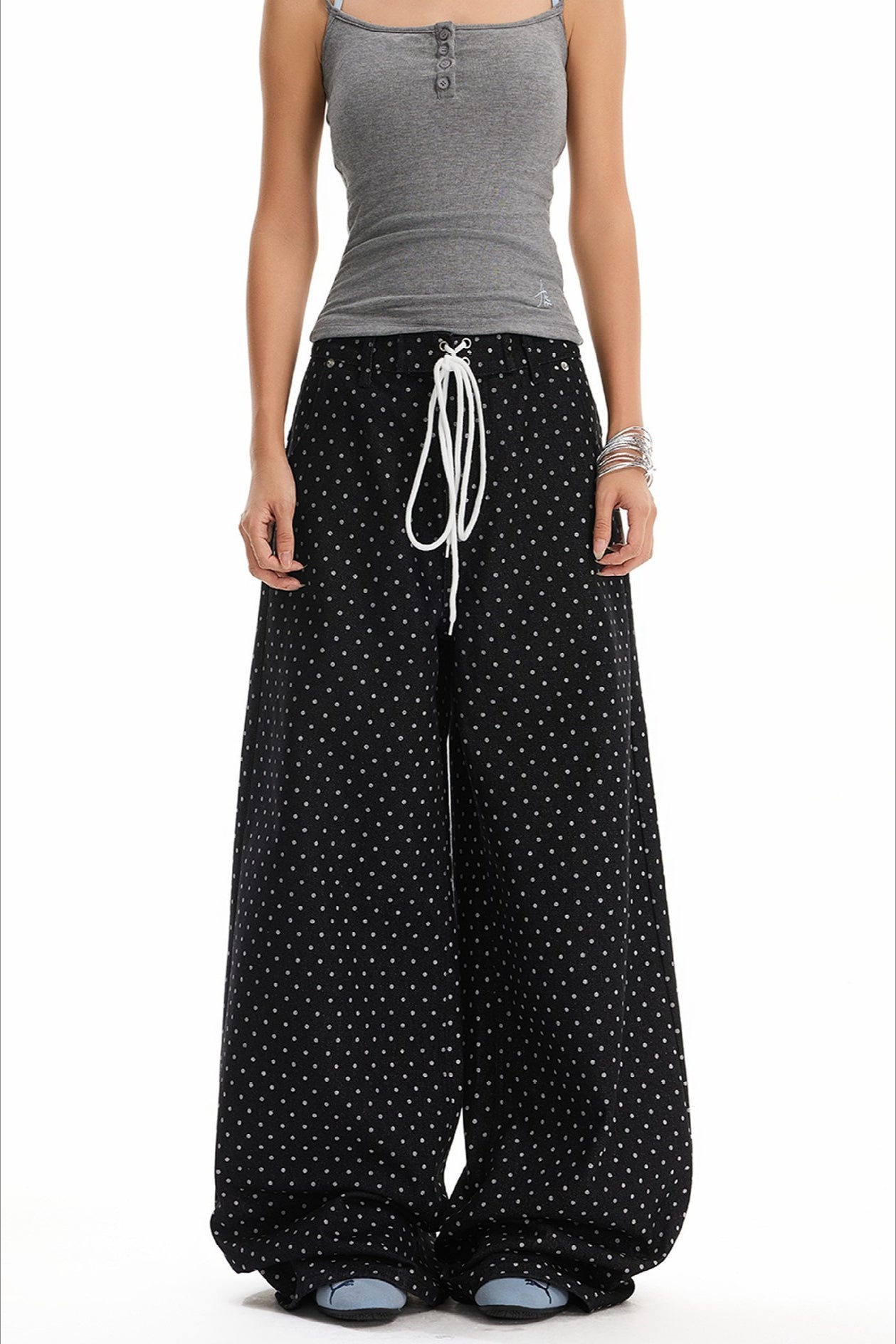 Retro Polka Dot Loose Straight Jeans image 3