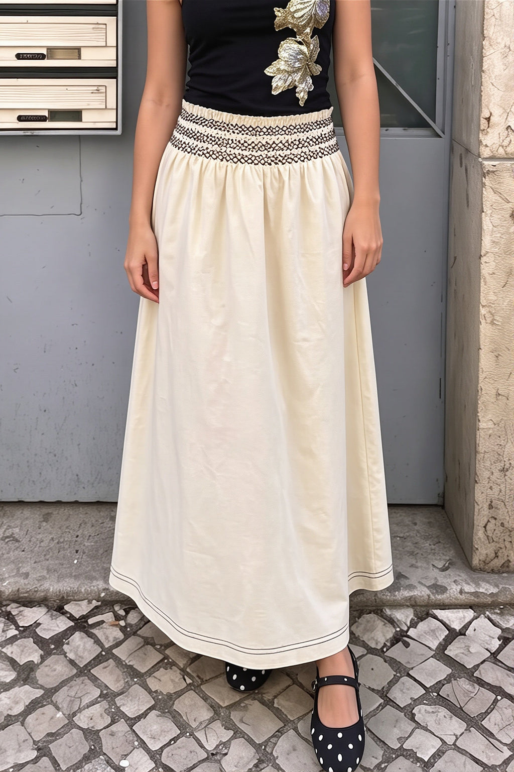 Ruffle Smocked A Line Swing Skirt image 4