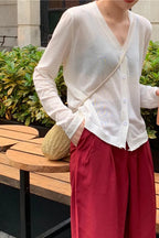 V-Neck Lightweight Knit Cardigan image 11