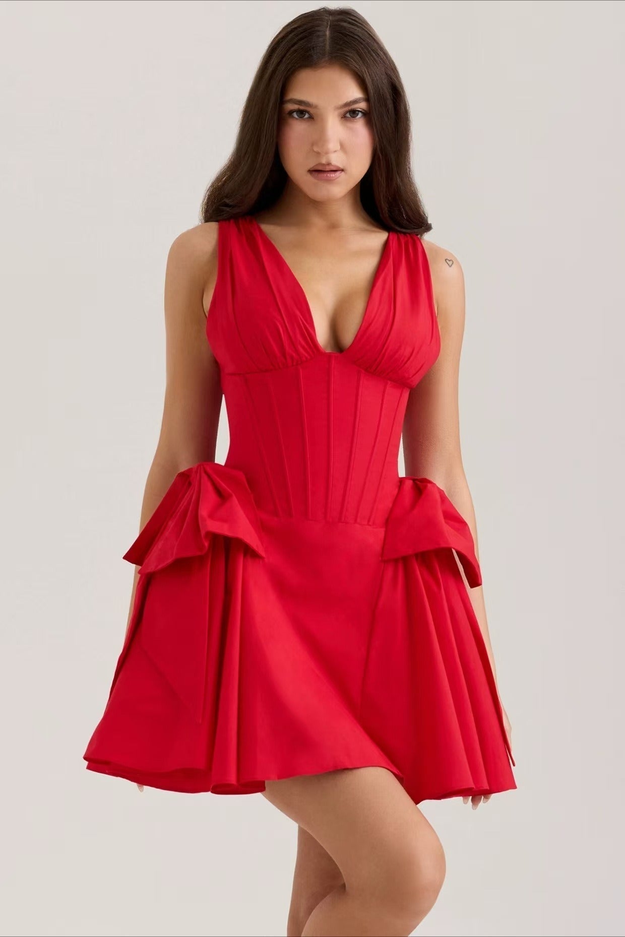 V-Neck Corset Puff Party Dress image 1