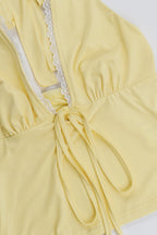 Solid Lace Trim Patchwork Deep V Halter Top image 6