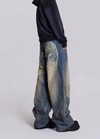 Gradient Wing Print Wide Leg Jeans image 12