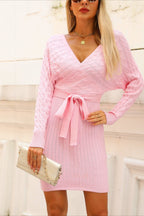 V-Neck Batwing Sleeve Sweater Dress image 14