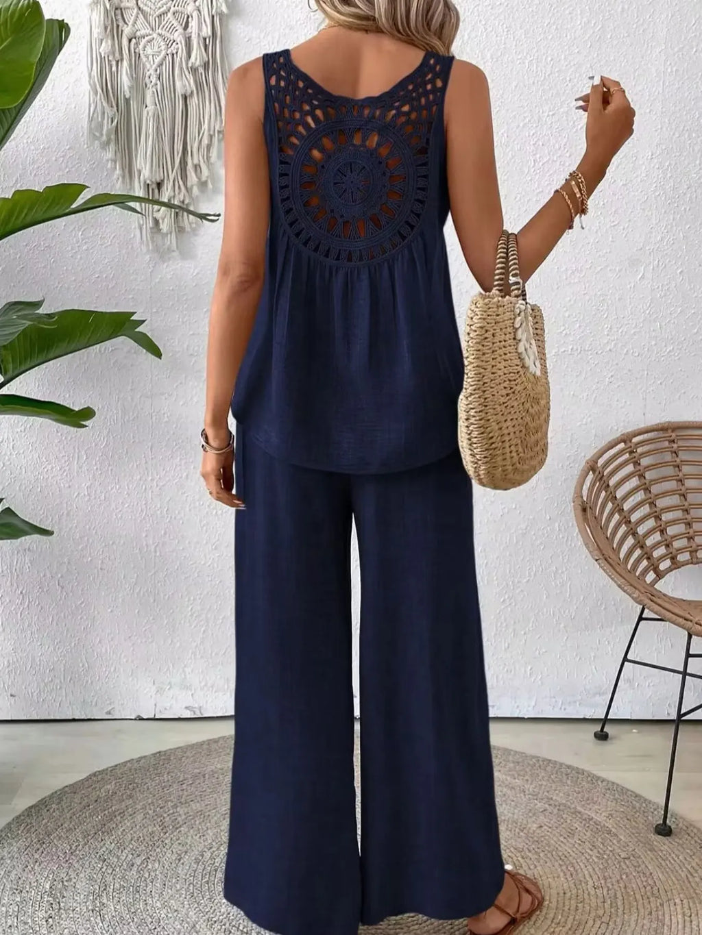 Camille Wide Leg Set detail view styled for Avrienne