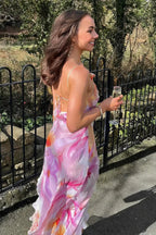 Chiffon Floral Tassel Patchwork Maxi Dress image 3