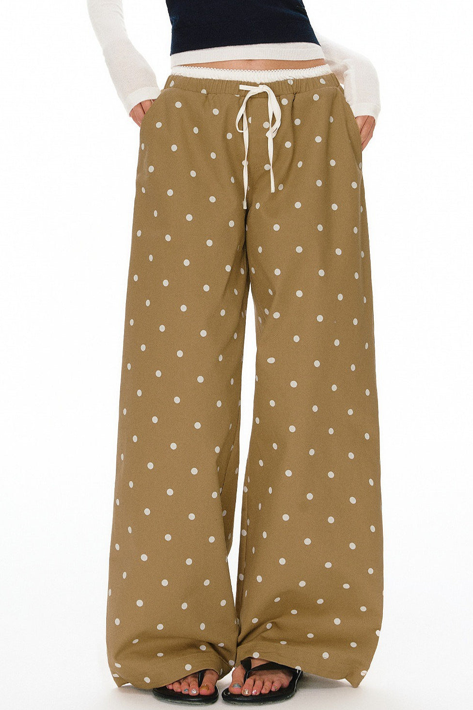 Polka Dot Print Loose Straight Casual Pants image 2