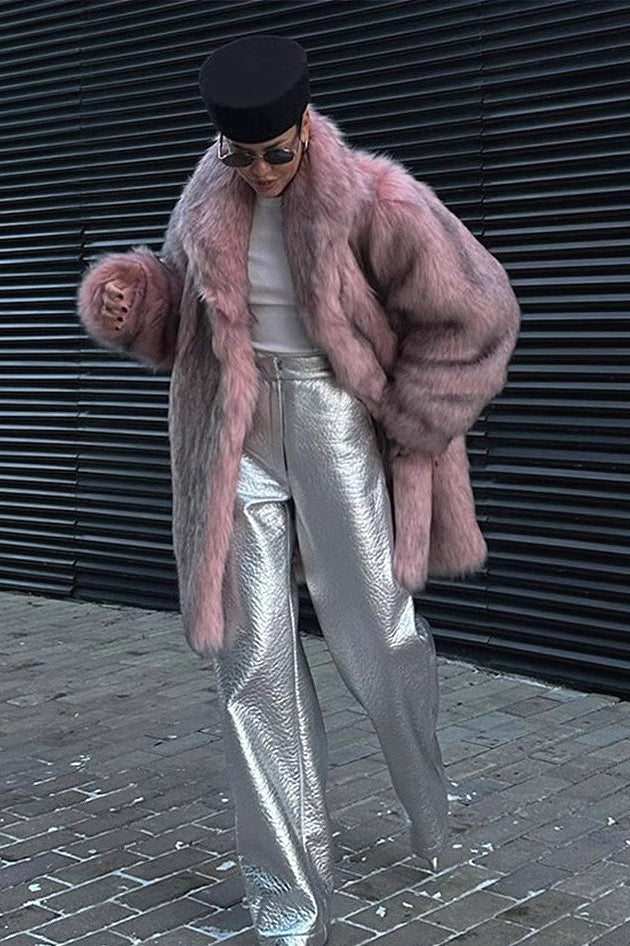 Faux Fur Plush Warm Open Front Coat image 6