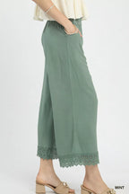 Mila Linen Trousers detail view styled for Avrienne