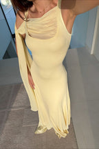 Elegant Solid Sash Shawl Cami Maxi Dress image 5