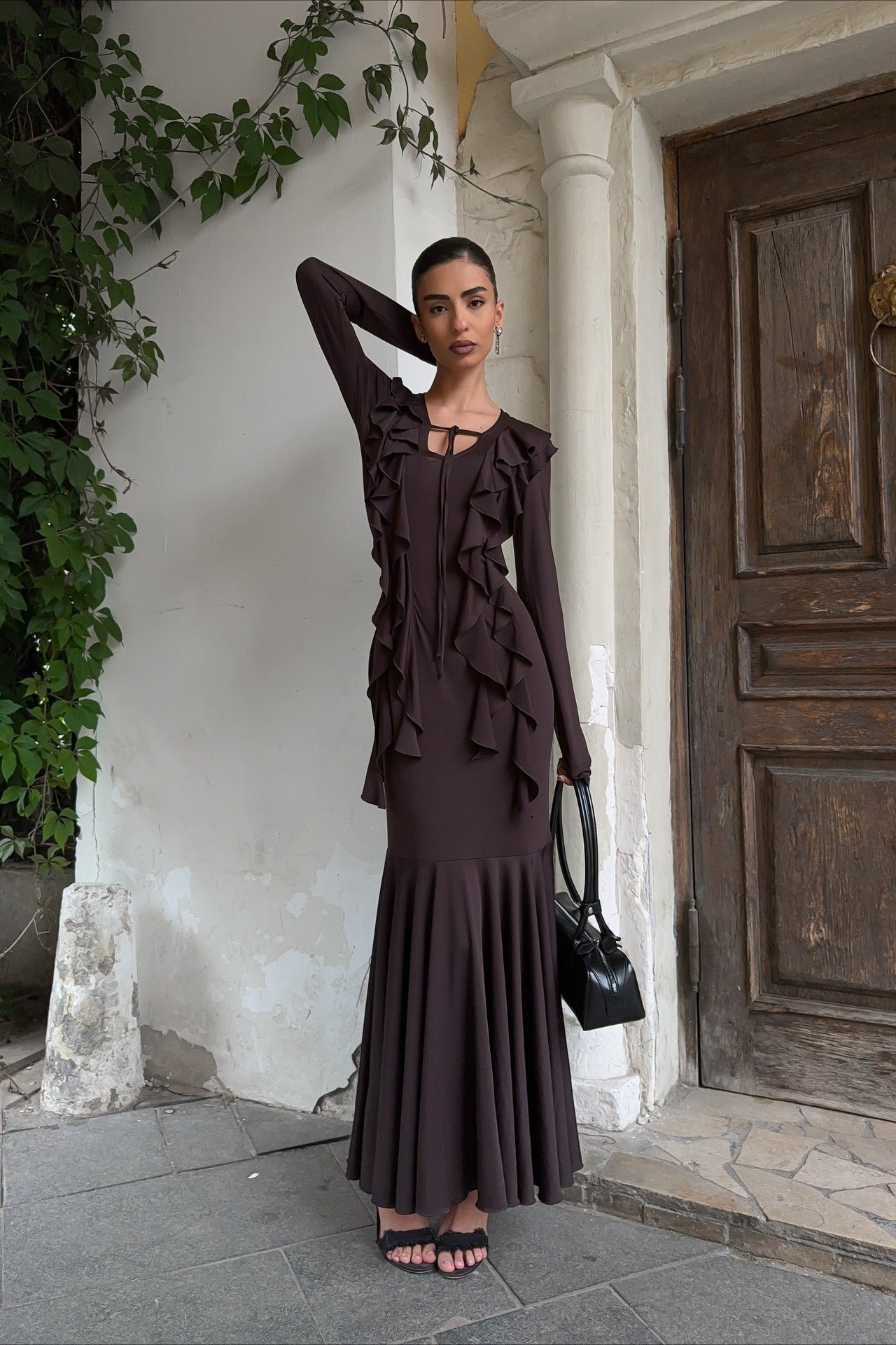 Layered Ruffled V-neck Maxi Boho Dress image 2