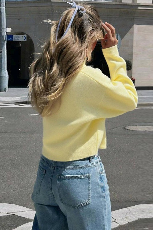 Knit Cropped Long Sleeve Sweater image 6