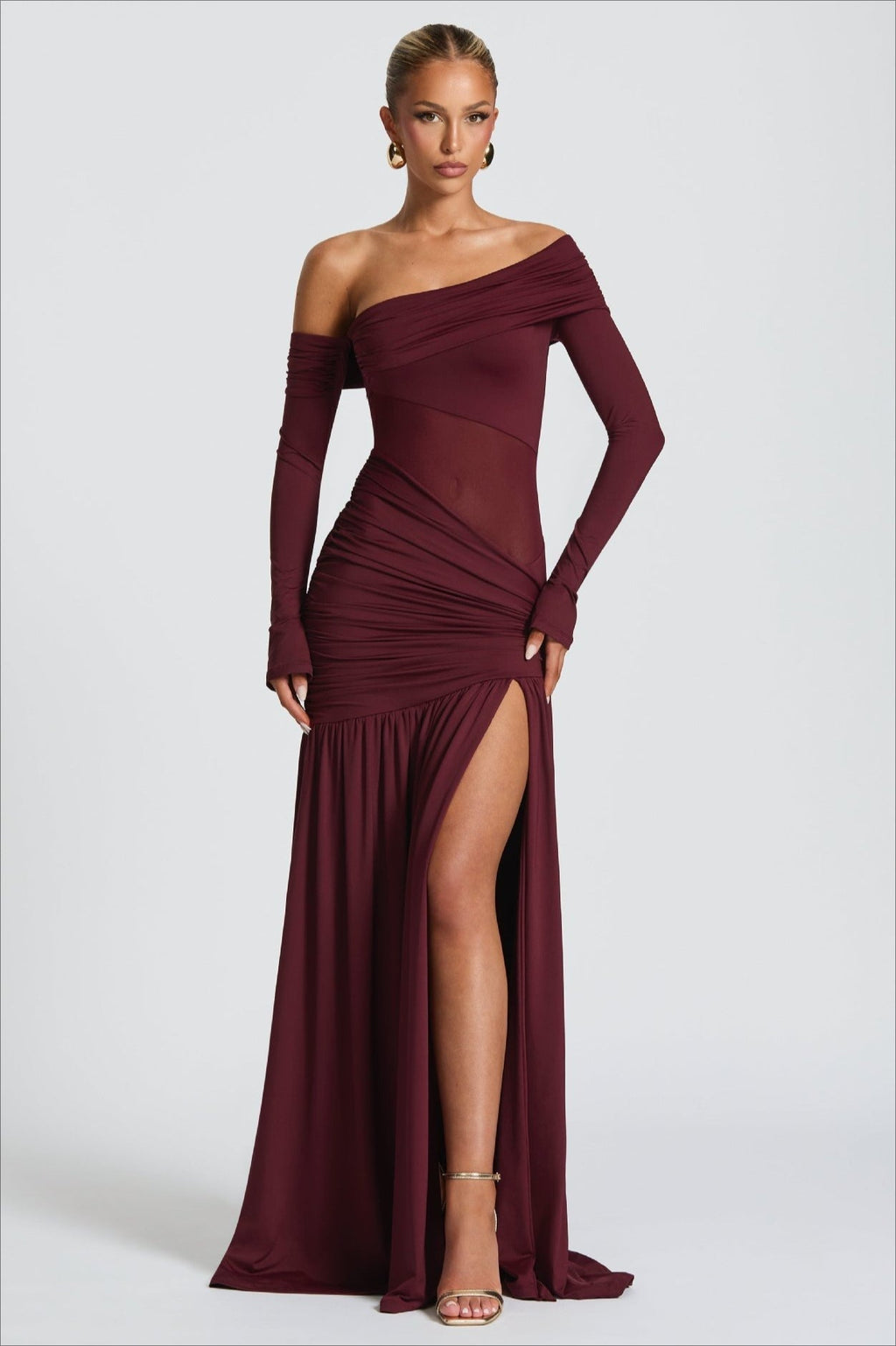 Sheer Pleated Off Shoulder Party Dress image 4