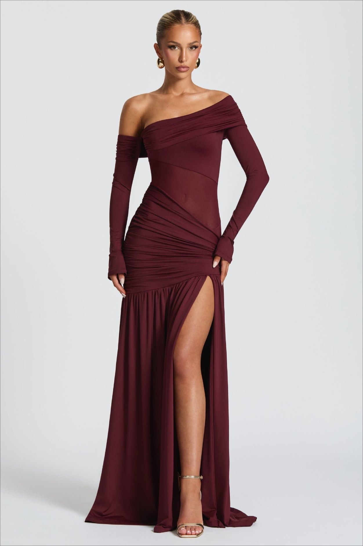 Sheer Pleated Off Shoulder Party Dress image 4