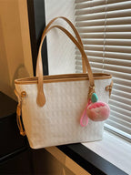 Cosette Woven Tote detail view styled for Avrienne
