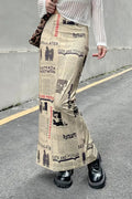 Y2K Vintage Newspaper Split Skirt image 1