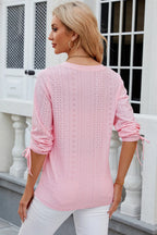 Petra Eyelet Top detail view styled for Avrienne