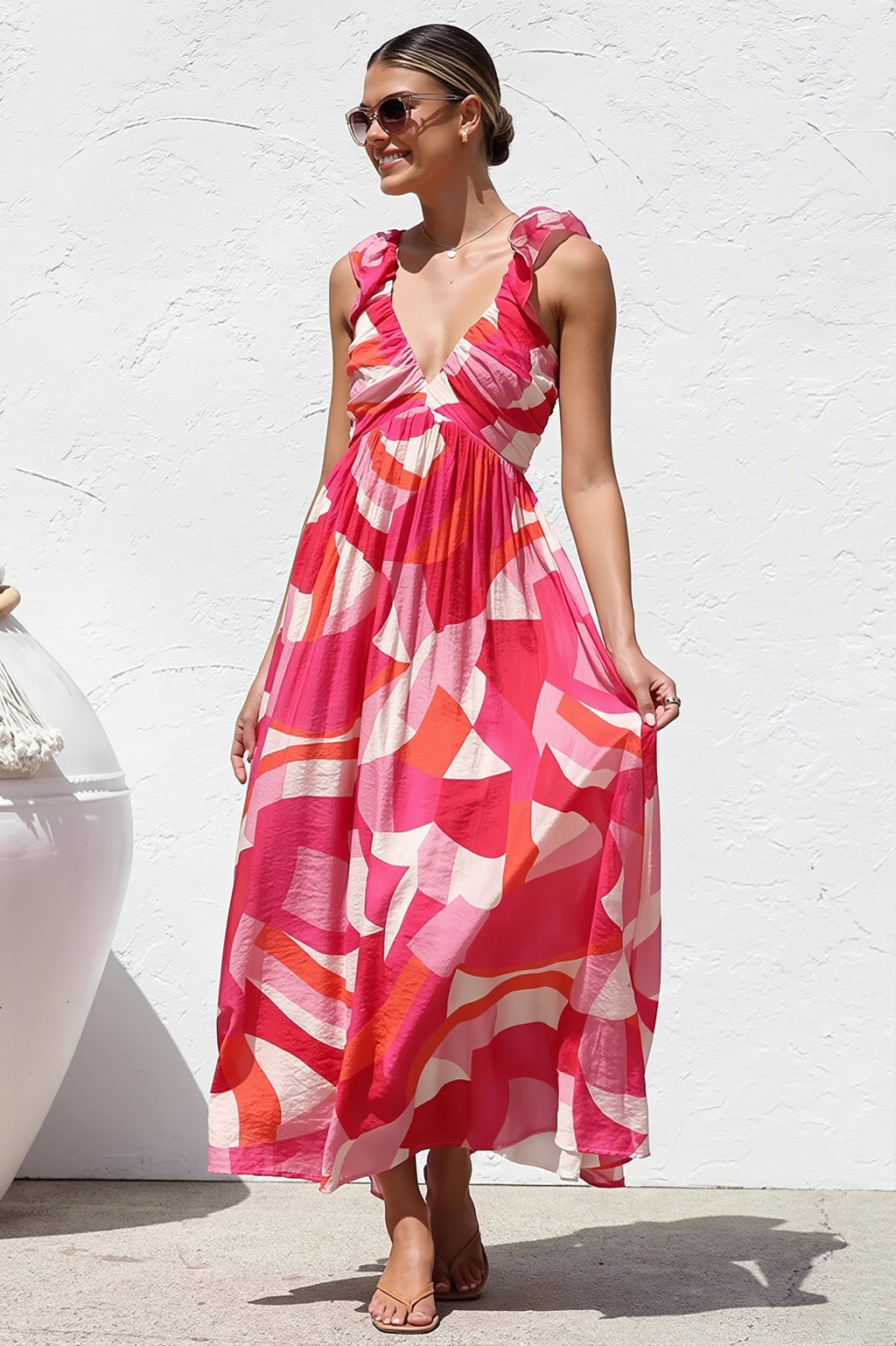 V Neck Swing Print Cami Maxi Dress image 2