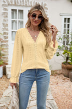Lisette Eyelet Blouse detail view styled for Avrienne
