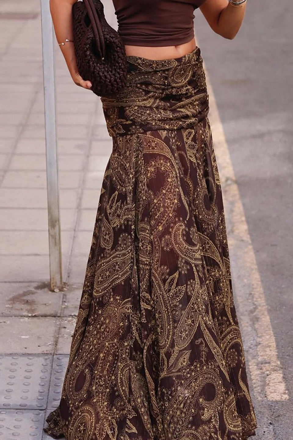 Paisley Print Bodycon Maxi Skirt image 1