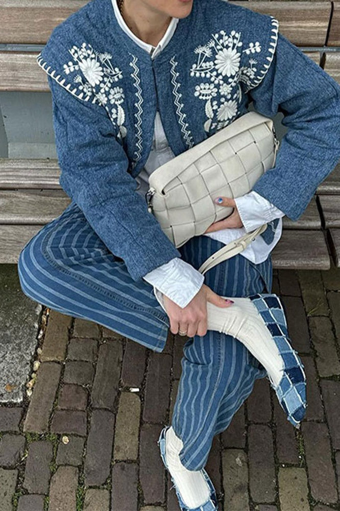 Blue Floral Cotton Coat image 2