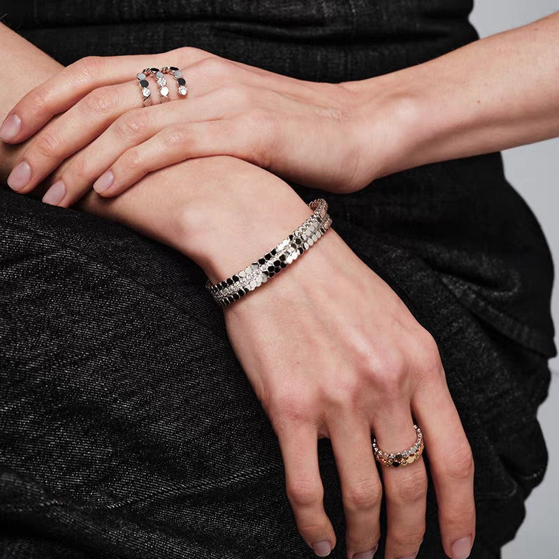 Minimalist Round Bead Zircon Open Bracelet image 3