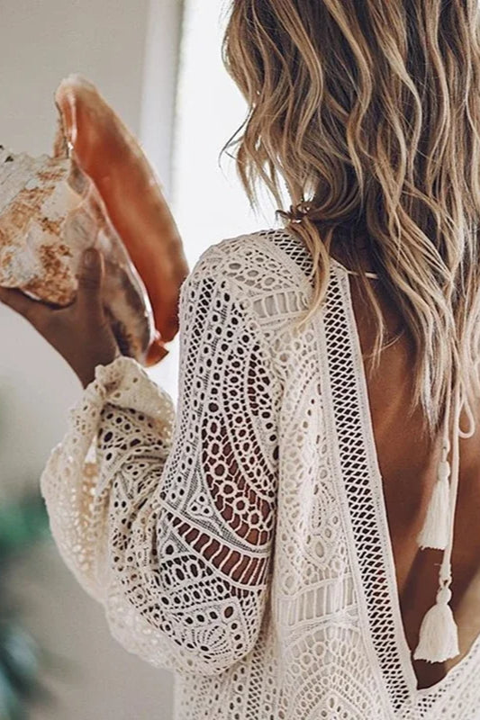 Hollow Out Tassel Beach Boho Dress image 8