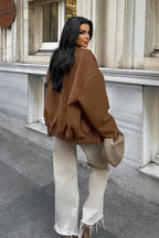 Stand Collar Melange Brown Wool Coat image 3
