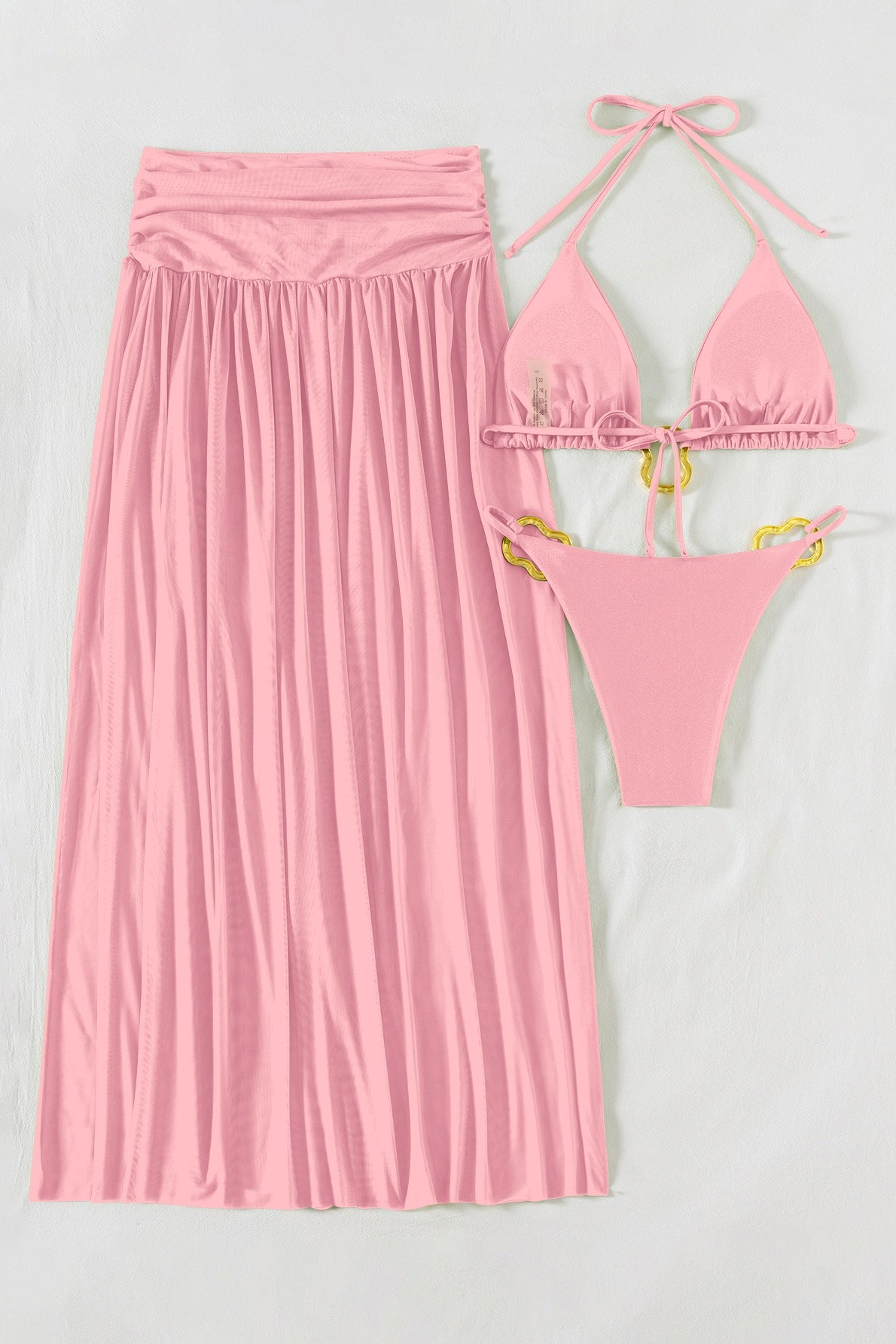 Ruched Fitted Three Piece Swim Set image 3
