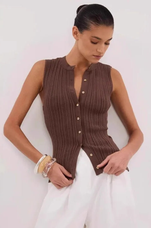 Ribbed Sleeveless Knit Cardigan image 6