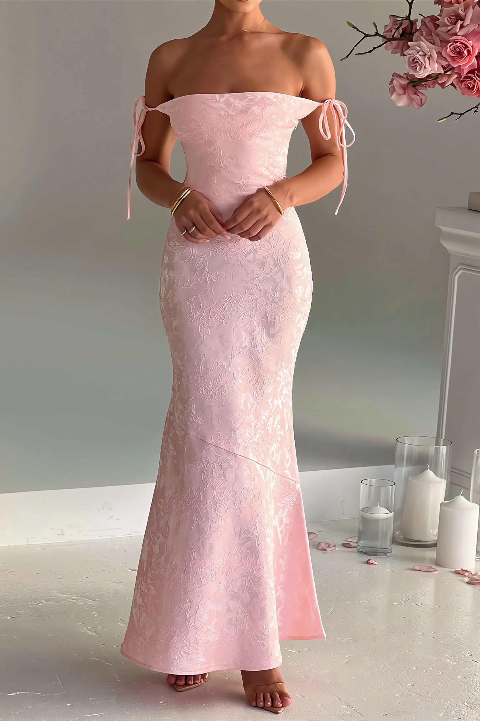 Jacquard Bodycon Cami Maxi Dress image 4