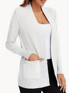Anya Open Cardigan detail view styled for Avrienne