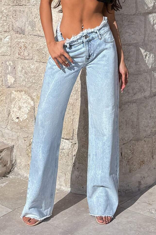Frayed High Waist Loose Wide Leg Jeans image 3