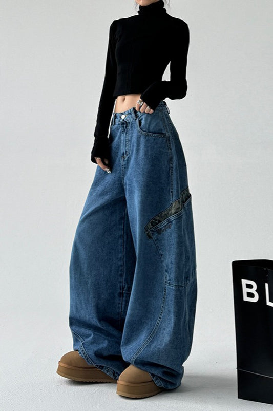 Leopard Spliced Vintage Wide Leg Jeans image 5