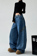 Leopard Spliced Vintage Wide Leg Jeans image 5