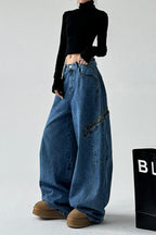 Leopard Spliced Vintage Wide Leg Jeans image 5