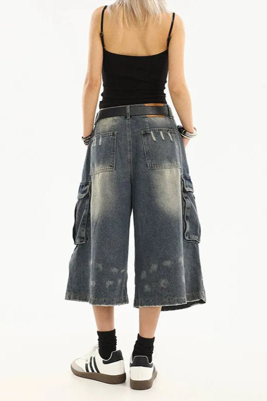 Vintage Washed Workwear Cropped Jeans image 3