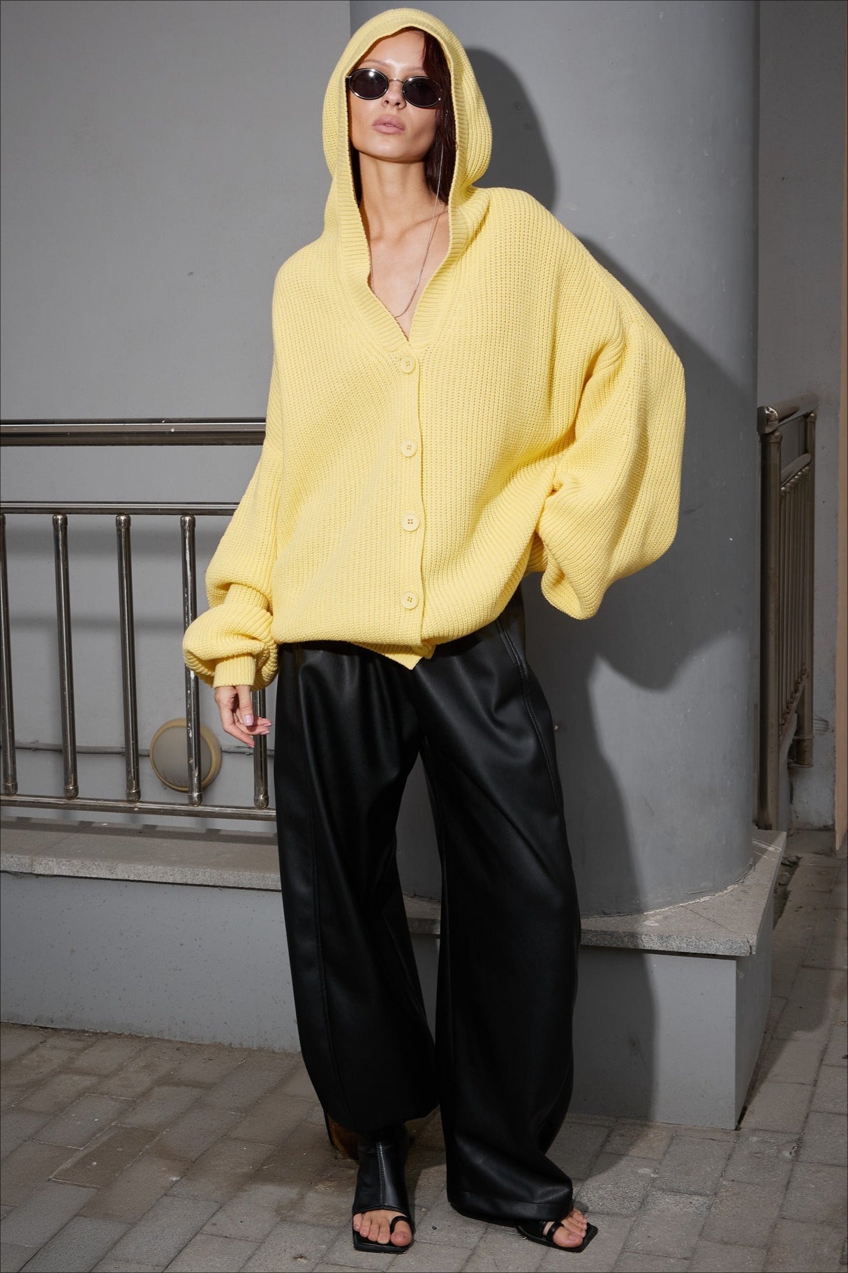 Solid Color Button Hoodie image 3